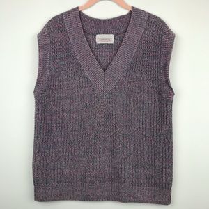 Vintage 80s Knit Sweater Vest V-neck Purple